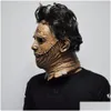 Maschere per feste Texas Chainsaw Massacre Maschere Leatherface Lattice Film spaventoso Halloween Costume Cosplay Evento per feste Puntelli Giocattoli Carnevale 285W