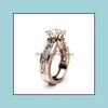 Cluster Rings Embossment Flower Diamond Ring Contrast Color Engagement Wedding Women Rings Fashion Jewelry Gift Drop Delivery Dh8Da