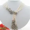 Beautiful Fashion 3Strds 49 "Whitegrey Keshi Pearl Necklace