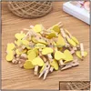 Décoration de fête Décoration de fête Vente 50 Pcs / Pack Mini Coeur Amour Vêtements En Bois Po Papier Peg Pin Pince À Linge Artisanat Carte Postale Clips Ho Dhtuk