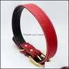 Dog Collars Leashes Gold Pin Buckle Dog Collar Adjustable Fashion Leather Collars Neck Dogs Supplies Black Red White Drop Delivery Dhc7X