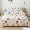 Bedding Sets White Bunny Rabbit Pink Duvet Er Set Cotton Bedlinens Twin Queen King Flat Sheet Fitted Bedding T200414 Drop Delivery H Dhvcw