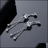 Body Arts Dangle Chain Belly Button Rings Clear Cz Navel Ring 316L Stainless Steel Round Zircon Body Piercing Jewelry Drop Delivery Dhmpd