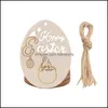 Other Event Party Supplies Wood Easter Egg Pendant Diy Craft Decoration Creative Wooden Artware Festival Party Supplies Household Dhsjr