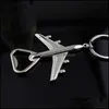 Nyckelringar Metal Airplane Bottle Opener Key Ring Plane Model Summer Beer Openers Keychain Holders Kitchen Bar Handverktyg Fashion Drop DH3PS