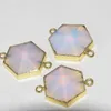 Anhänger Halsketten Gold Lünette Opal Steinanschluss 2022 Frauen Accessoires Hexagon Big White Energy Healing Edelsteine ​​Weibliche 6 Gesicht als Geschenk