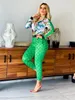 2024 Designer Brand Women Tracksuits Jogging Suit print Jacket Broek Green 2-delige sets Lady Outfits Lange mouw Sweatsuits Casual Luxury Fall Winter Kleding 8983-7