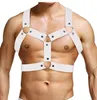 Catsuit Costumes Sexy Men Elastic Shoulder Strap Chest Muscle Harness Belt With Metal O-rings And Studs Fancy Club Party Costume Accessory