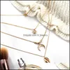 Pendant Necklaces Moon Shell Necklace Chokers Gold Chains Mtilayer Stackable Necklaces Women Hip Hop Fashion Jewelry Drop Delivery Pe Dhuu9