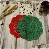 Mats Pads Sottobicchiere lavorato a maglia vuoto Tovaglietta decorativa rotonda Tovaglietta per fiori 3D Tappetino centrino Cuscinetti Drop Delivery Home Garden K Dhvou