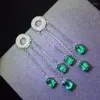 Dingle ￶rh￤ngen kjjeaxcmy fina smycken 925 sterling silver naturlig smaragd flicka ￶rh￤nge ￶rondropp st￶d test kinesisk stil