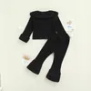 مجموعات الملابس 1 6y Kids Girl Autumn Autumn Set Baby Furry Collar Long Sleeve Button Down Bants Bants Children Rebbbed Metits 221118