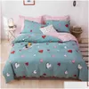 Ensembles de literie Lapin Blanc Lapin Rose Couette ER Ensemble Linge de lit en coton Twin Queen King Drap plat Literie T200414 Drop Delivery H Dhvcw