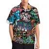 Men's Casual Shirts Word Graffiti Art Shirt Hawaiian Colorful Characters Blouses Short-Sleeved Fashion Oversize