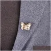 Spille Spille Spille Spille Madrry Luxury Butterfly Shape Crystal Animal Spilla Gioielli Donna Uomo Suit Maglione Sciarpa Borsa Party Acce Dheoc