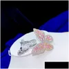 Broches Broches Broches Broches Asnora Élégant Rose Zircon Papillon Broche Pour Les Femmes Avec Montage En Cristal De Mariage Drop Delivery Jewelr Dhzak