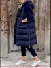 Hiver femmes sweats à capuche Long coton gilet chemisier lâche chaud décontracté à la mode simple boutonnage fermeture éclair sans manches manteaux