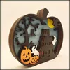 Decorazione per feste Halloween Decorazione per feste lampada in legno Pumpkin Creative Lighting POPS PROPS Desktop Ornament decor autunno mticolor crea dhzsn