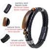 Шармовые браслеты дизайн натуральный каменный браслет плетение черная двойная кожаная веревка мужские браслеты