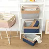 Paniers de rangement Cube panier tissu robuste toile bacs organisateur avec poignées pour vêtements et jouets boîtes pliables 221118