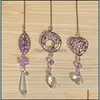 Pendants Round Natural Stone Amethyst Tree Of Life Heart Wall Hanging Pendant Door Garden Home Decor Arts Ornament Drop Delivery Craf Dh9Im