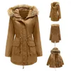 Frauen Trenchcoats Herbst Winter Frauen Grau Parkas Wolle Liner Jacken Für Kapuze Warme Mantel Kleidung