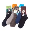 Chaussettes pour hommes peinture à l'huile homme marée Ins Tube femme coton tendance bas automne et hiver marque