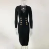 Casual Dresses Women Winter Sheath Elegant Midi Knitted Dress Sexy V-neck Long Sleeve Top Quality Wool Blend Warm Design 221117