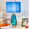 Table Lamps Modern Blue Glass Cloth E27 Desk Lamp Aegean Simple Living Room Bedroom Study Home Decoration Light LED Warm White Fixture