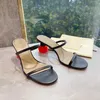 Отсуть туфли 2022 Новые лаки для ногтей сандалии сандалии женская мода открытая нога прямой ремешок с высоким каблуком Muller 221118