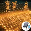 Stringhe Luce netta solare Led Mesh Tenda natalizia per esterni 8 modalità Ghirlanda di alberi Garder per decorazioni per eventi di feste di nozze