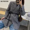 Женские костюмы Blazers Bgteever Осень зимняя винтажная шерстяная куртка для хвостовых статей для женщин с двойной грудь