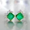 Stud Küpe 2022 Trend Kadın 925 Gümüş Damga 10 10mm Doğal Taş Emerald Lab Diamond Düğün Partisi Küpe Güzel Takı