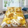 Комплекты постельного белья Luxury Baroque Modern Art 3D Golden Lion Animal Linen Set Пододеяльник 23 ШТ. Одноместный Двойной Микрофибра 221117