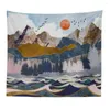 Tapisseries paysage abstrait coucher de soleil montagne tapisserie tenture murale décor de chambre forêt cravate colorant grand Boho Trippy dortoir HD tissu