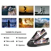 Sapatos personalizados Classic Canvas Cut Skateboard Triple Black Aceitar Customização Impressão UV Low Mens Womens Sports Sports Breathable Color619