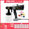 Spray Guns DELIXI 600W/1000ml Paint er High Power HVLP Electric Gun Gift EU/US Plug 5 Nozzle Easy ing For Home DIY 221118