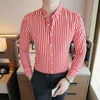Men's Casual Shirts Business Brand Fashion Long Sleeve All Match Slim Fit Striped Formal Wear Blouse Homme 221117