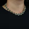 Choker 2022 Hip Hop Iced Out Bling White Black 5A Zirconia Zirconia Jewelry with Gold Cuban Chain اثنين