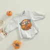 Mamelucos FOCUSNORM 018M Días de Halloween Bebés Niñas Niños Lindo mameluco Estampado de calabaza Manga larga Sudadera gris Monos 221117