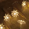 Strings Lotus Flower Garland Battery Operated LED Fairy String Lights 6M With Remote For Outdoor Wedding Christmas Decoration Waterproof