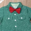 Kl￤derupps￤ttningar 2022 Fashion Boy Clothes Kids Baby Summer Suit Wedding Bow Tie Gentleman Short Sleeve Tops Shirt Red Shorts Outfits
