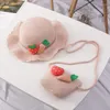 Hoeden zomer babymeisjes kinderen strik geweven zon strand hoed handtas aardbeien wortel vizier pet voor kinderen