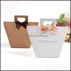 Gift Wrap Gift Packing Handbag Gilding Kraft Paper Souvenir Bags Solid Color Per Jewelry Bag With Bow Brown White Arrival 0 72Hb F2 Dh7F9