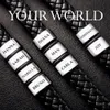 Charm Bracelets Personalized Genuine Leather Braided Rope For Mens Custom Name 1-9 Names Beads Jewelry Gift With Box 221118