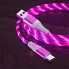 3A كابل متوهج يتدفق LED LED Micro USB Type C Cables لـ Samsung Xiaomi Huawei الهاتف المحمول سلك سلك الشحن