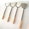 Pièces d'ustensiles de cuisine grande longue spatule pelle chef cuisine cocina utensilios lame ustensile de cuisine manche en bois tourneur en acier inoxydable cuillère à soupe wok 221118