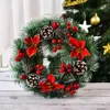 Decorative Flowers Wreaths Christmas Artificial Pinecone Red Berry Garland Hanging Ornaments Front Door Wall Decorations Merry Tree 221117