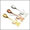 Spoons Cartoon Bear Handle Spoon Stainless Steel Hanging Coffee Mixing Spoons Home Kitchen Dining Flatware Drop Delivery Garden Bar Dhypw