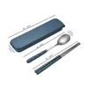 Flatvaruupps￤ttningar rostfritt st￥l Portabelt Student Tabeller Utomhus Travel Lunch Box Three-Piece Spoon Fork Chopsticks Set Adult Gift Cutler